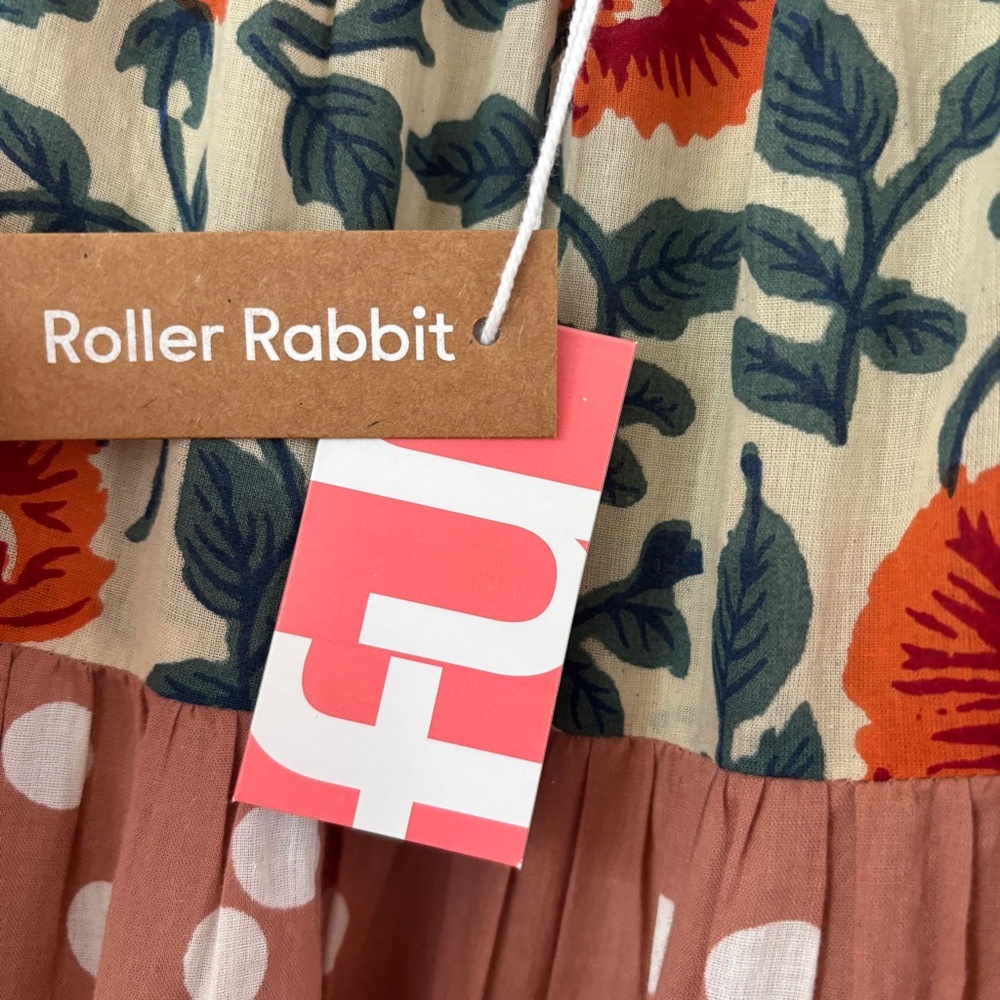 ROLLER RABBIT Rosetone Polka Dot Floral Tiered DAKOTA Maxi Dress NEW Size Small - Picture 12 of 16